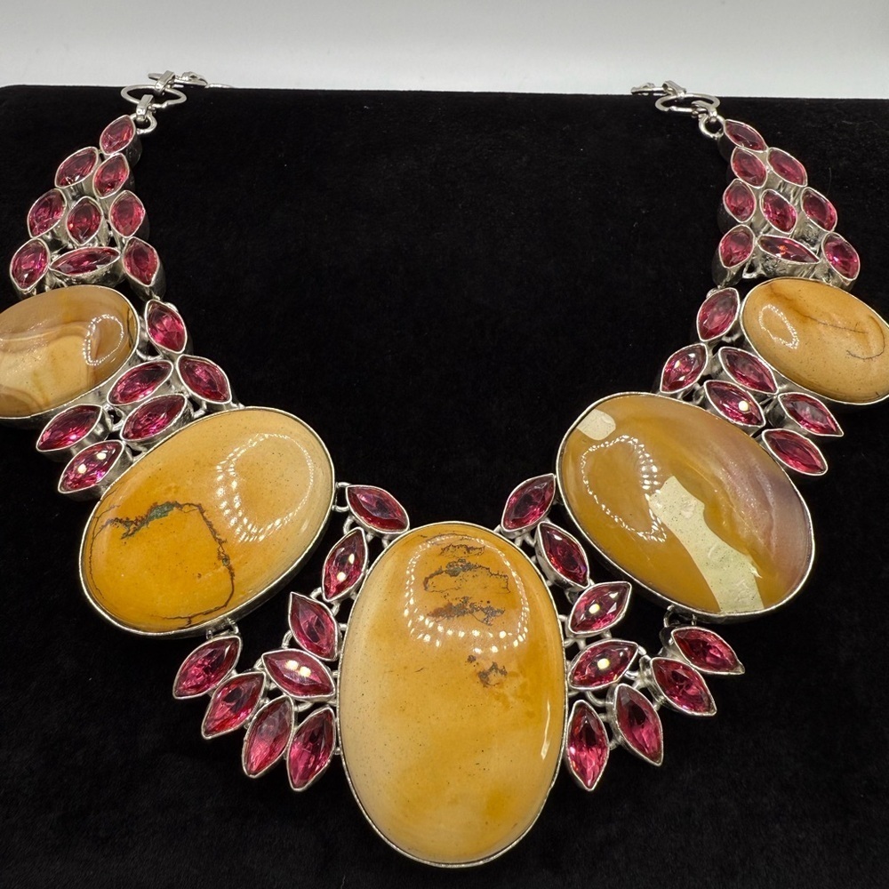 Mookaite Jasper and Rubellite Necklace
